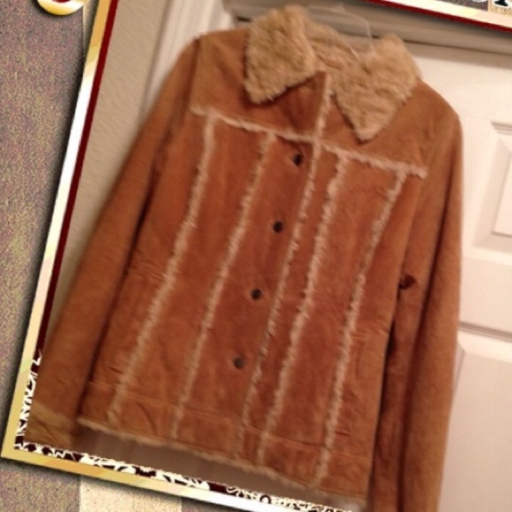 TRUE VINTAGE 1970’s (1974) EC WILSON’S BROWN SUEDE & SHEEPSKIN COAT SIZE SMALL